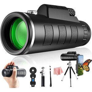 40x60 Monocular Telescope with Smartphone Holder & Tripod, High Power BAK4 Prism